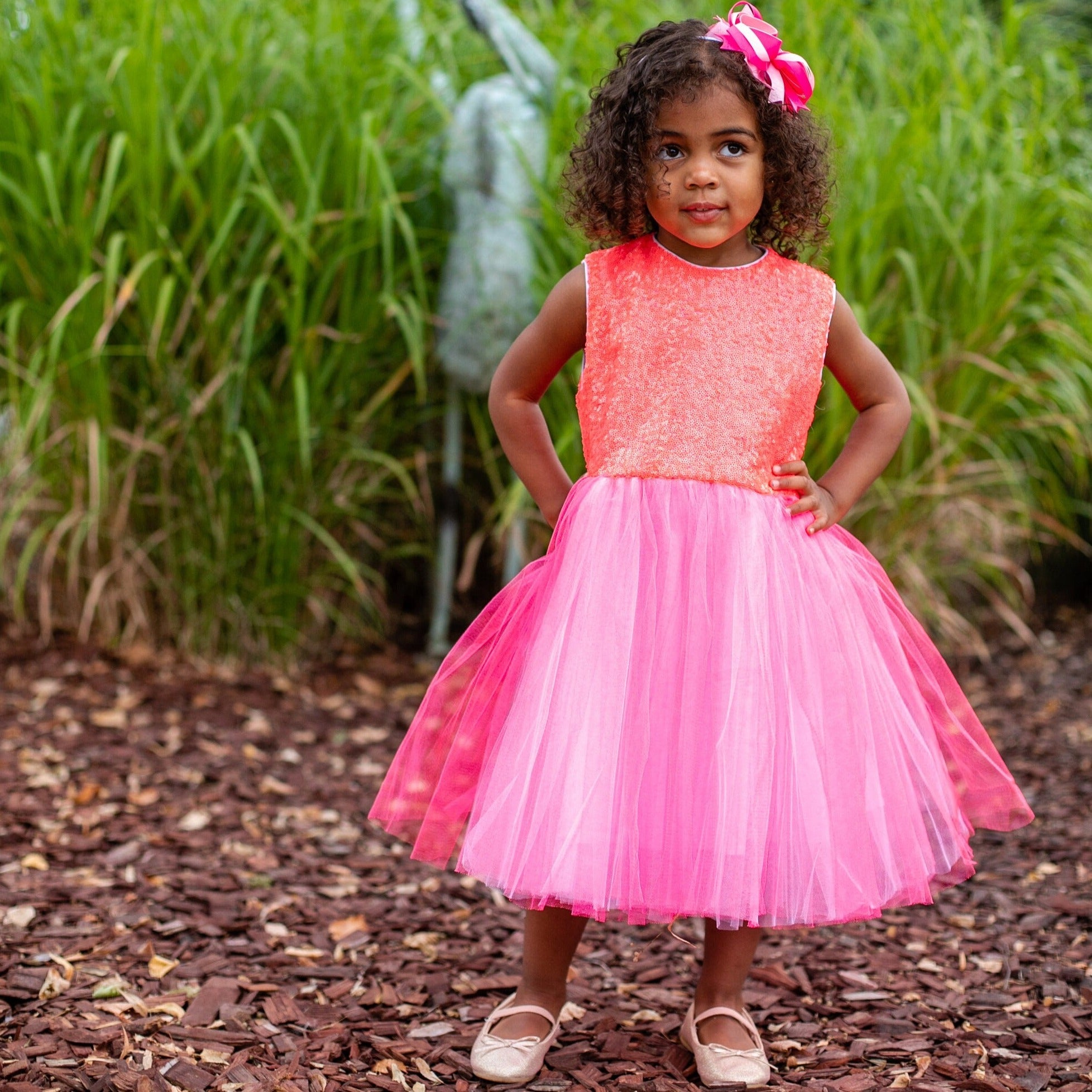 Peach Flower Girl Dress, Birthday Christmas Party Tulle Tutu