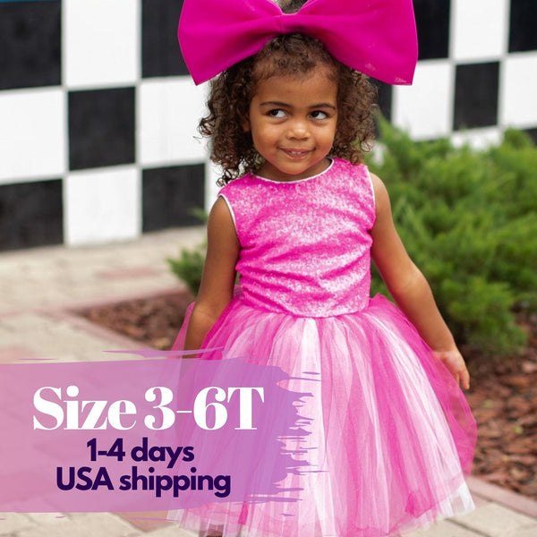 Pink Birthday Girl Tutu Dress With Glitter Sequin Wedding Dress