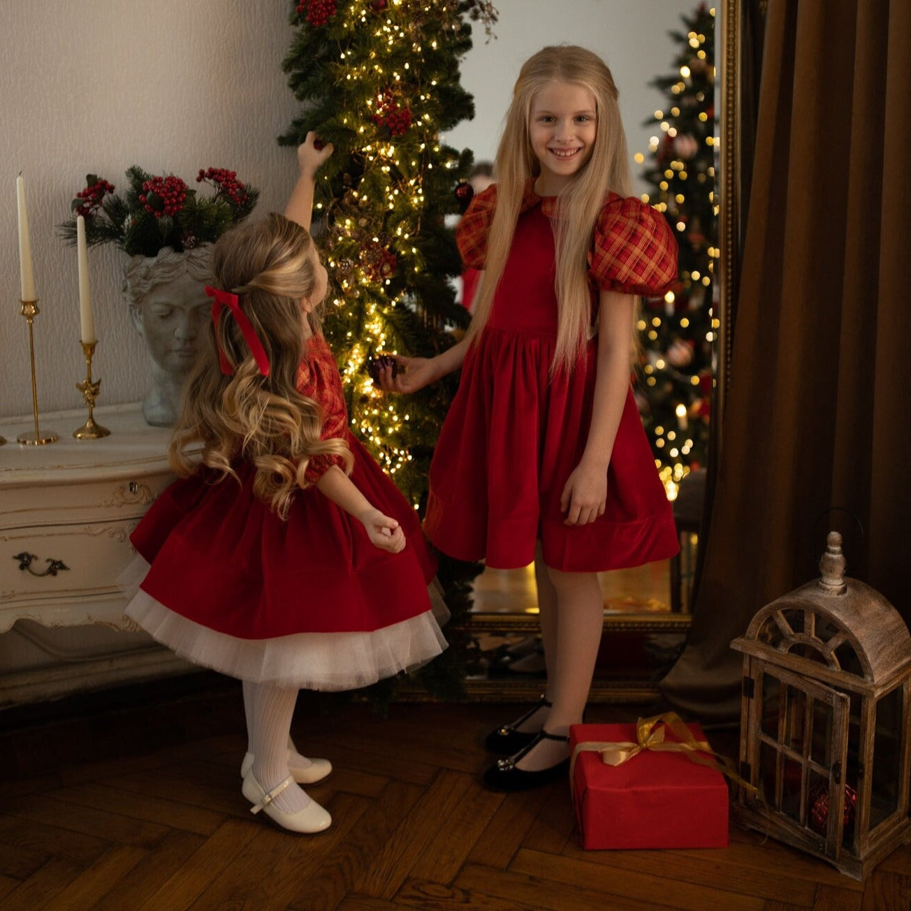 Christmas Red Ballet Girl Dress, New Year Party Outfit