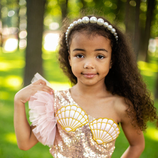 Mermaid Girl Pearl Headband, Princess Tiara