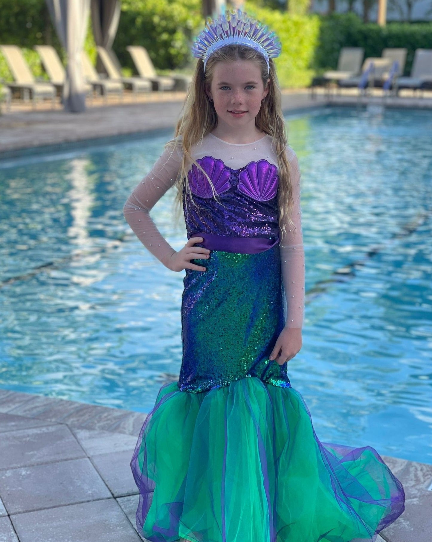 Girls Sequin Mermaid Dress for Halloween and  Birthday Party