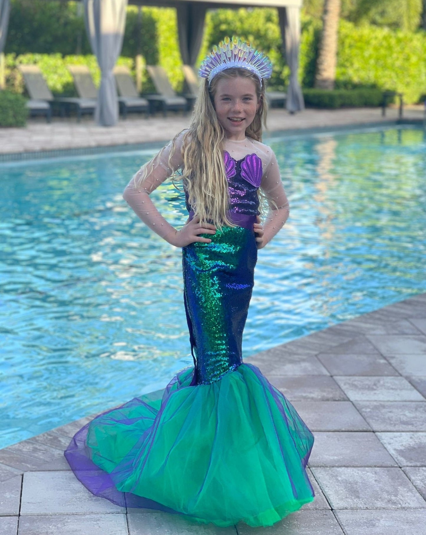 Girls Sequin Mermaid Dress for Halloween and  Birthday Party