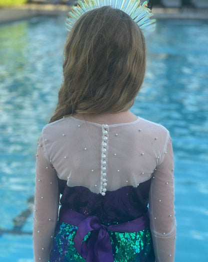 Girls Sequin Mermaid Dress for Halloween and  Birthday Party