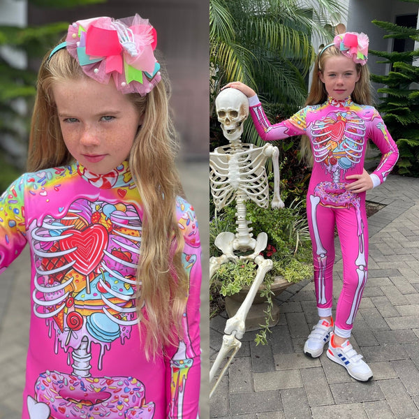 Donut Sugar Skeleton Halloween Bodysuit for Girls - Day of the Dead