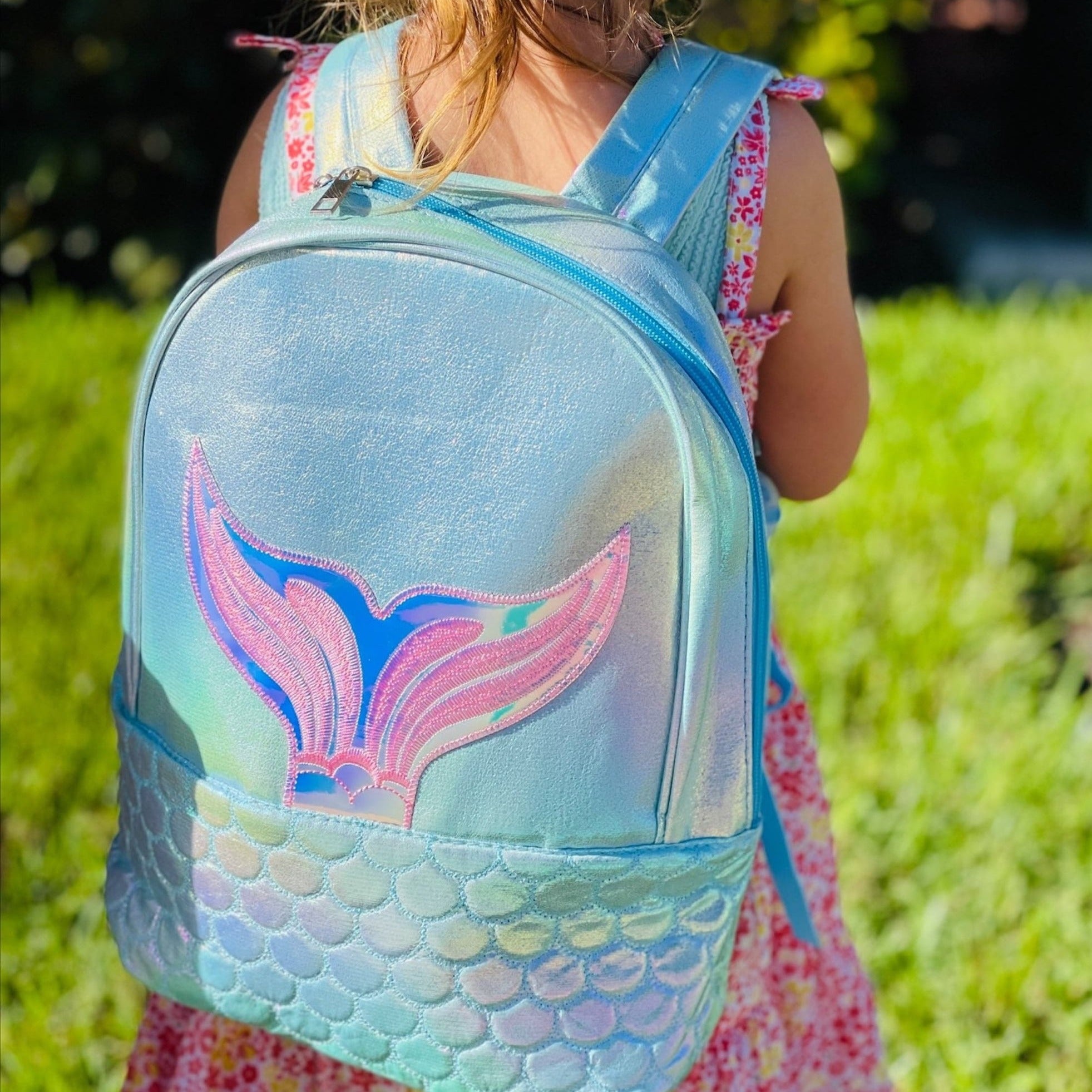 Mermaid Girl Backpack, School Pink Blue Perl Backpack