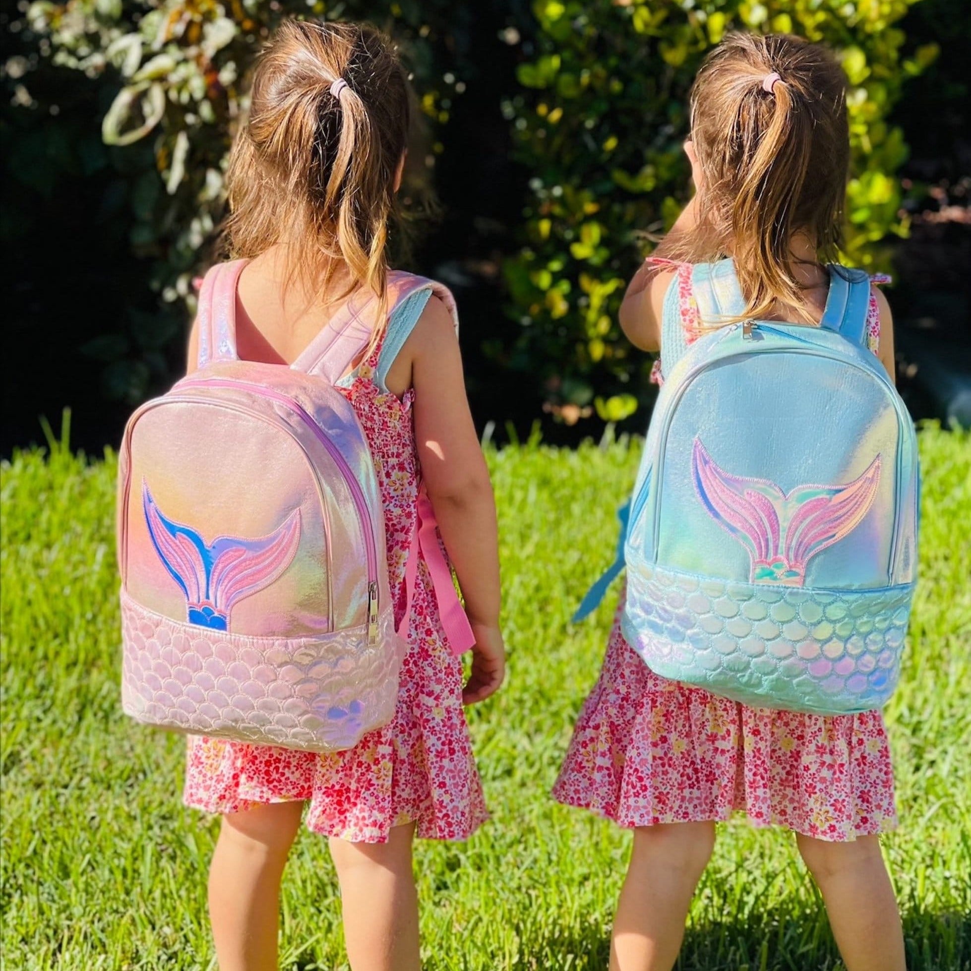 Mermaid Girl Backpack, School Pink Blue Perl Backpack