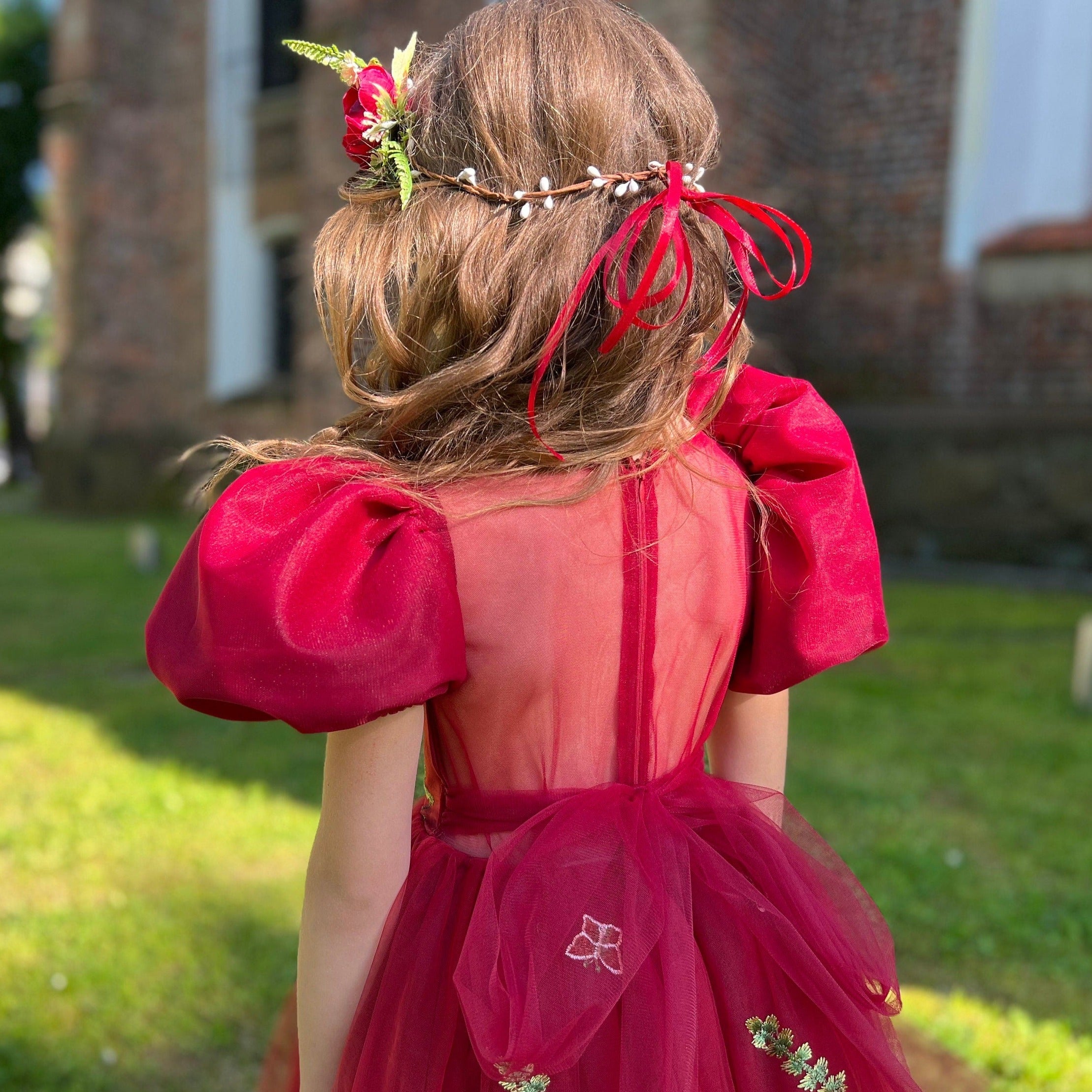 Marsala Flower Girl Dress Boho Lace Embroidered dress